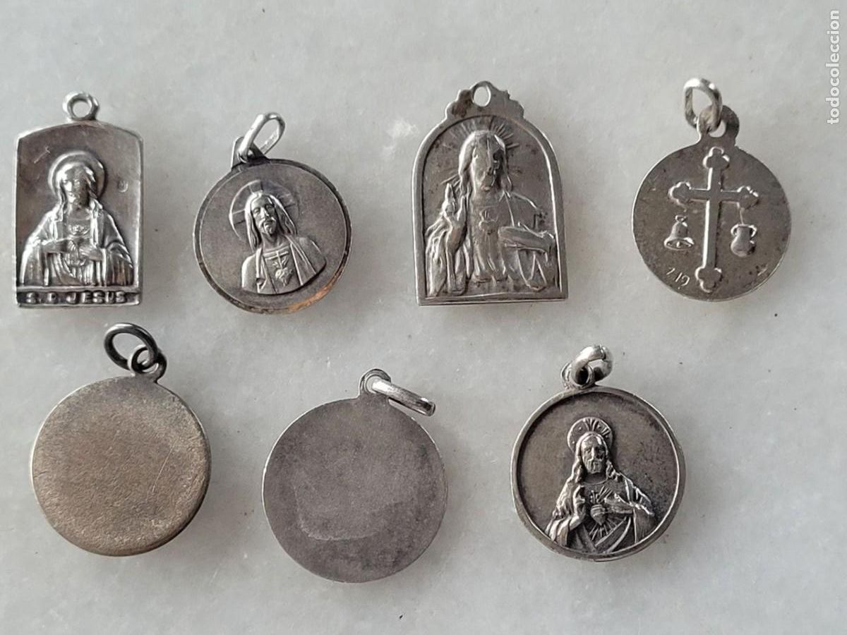 Antig&uuml;edades: 7 MEDALLITAS PLATEADAS RELIGIOSAS - Foto 5