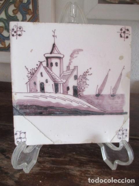 Antig&uuml;edades: Azulejo Delft siglo XVIII - Foto 1