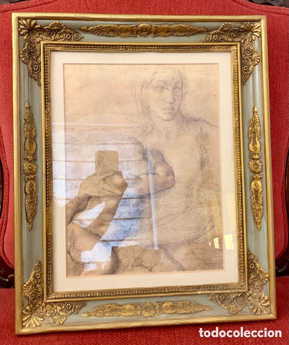 Antig&uuml;edades: Marco dorado y verde estilo imperio - Foto 1