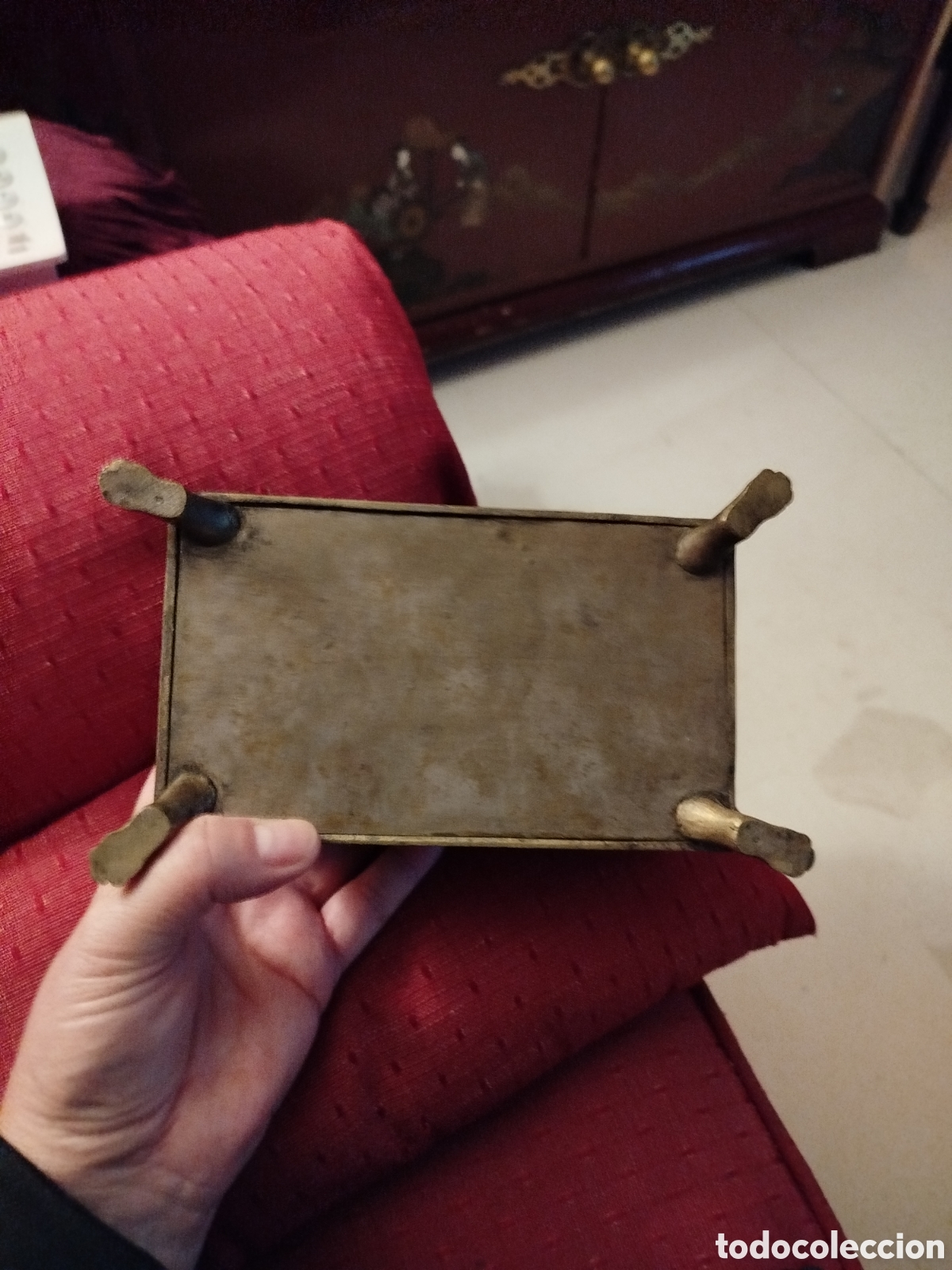 Antig&uuml;edades: Caja joyero cofre bronce y lat&oacute;n - Foto 9