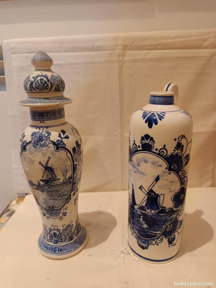 Antig&uuml;edades: 2 jarrones de cer&aacute;mica de delft - Foto 1