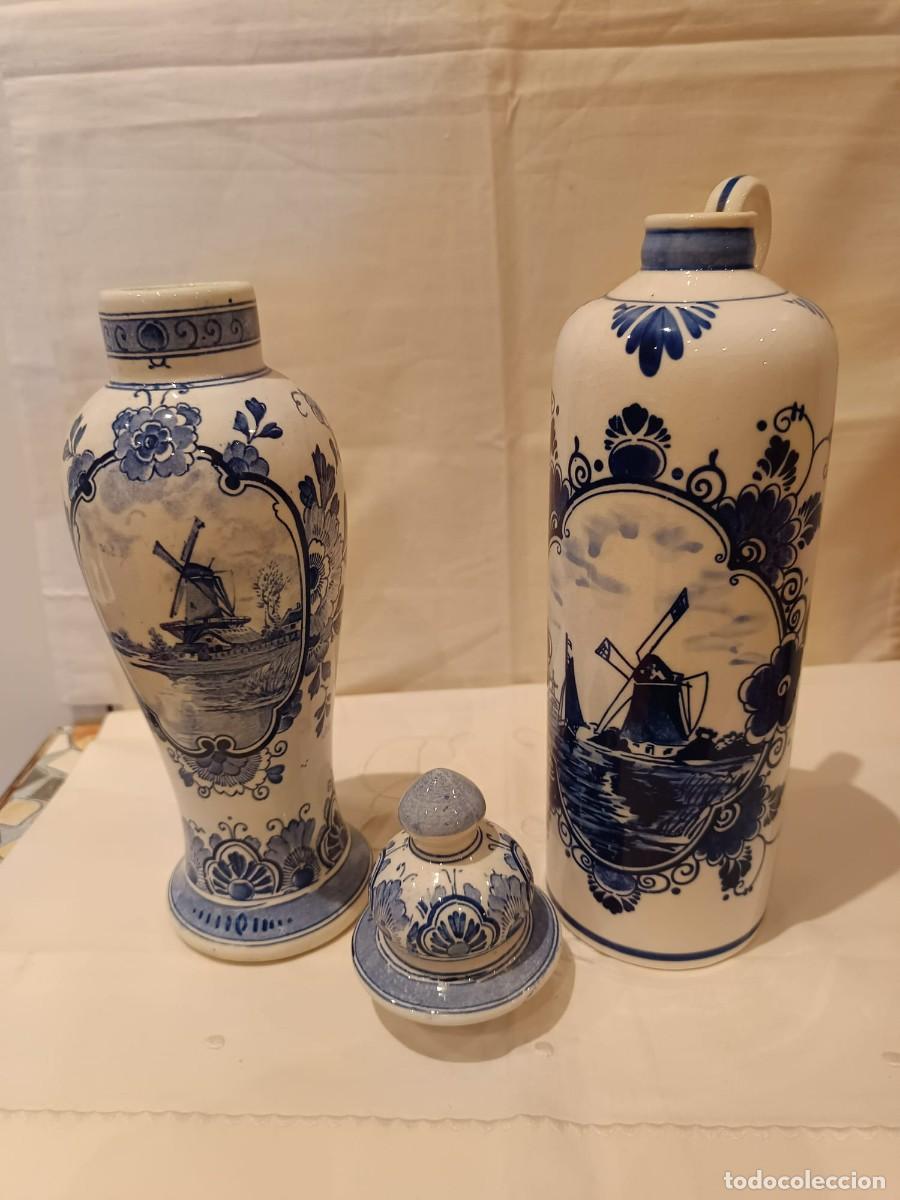 Antig&uuml;edades: 2 jarrones de cer&aacute;mica de delft - Foto 5