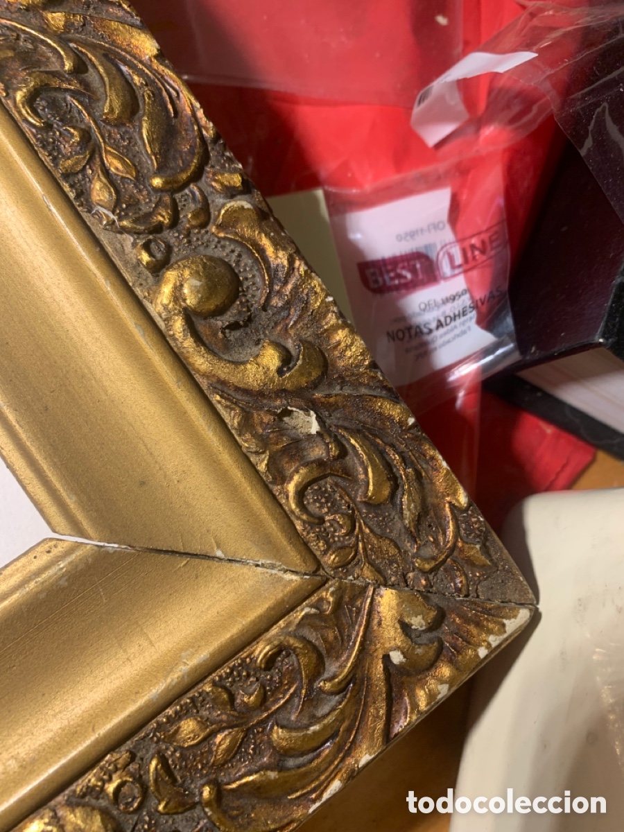 Antig&uuml;edades: Antiguo marco de madera con relieve en &ldquo;pan de oro&rdquo; - Foto 5