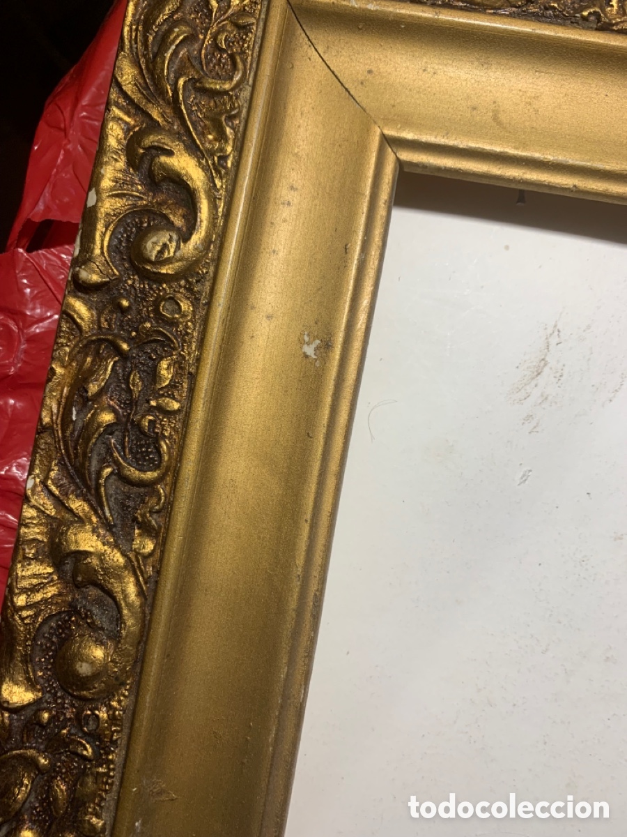 Antig&uuml;edades: Antiguo marco de madera con relieve en &ldquo;pan de oro&rdquo; - Foto 8