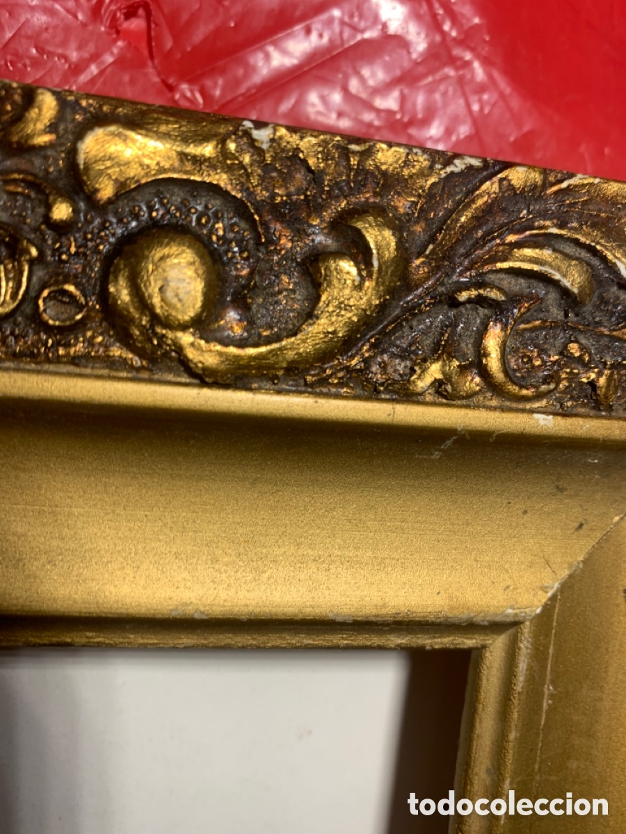 Antig&uuml;edades: Antiguo marco de madera con relieve en &ldquo;pan de oro&rdquo; - Foto 17