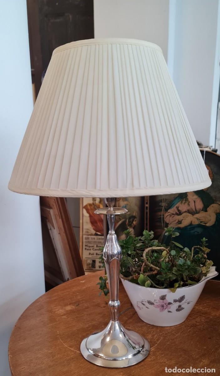 Antig&uuml;edades: 2 L&aacute;mparas sobremesa alpaca plateada - Foto 3