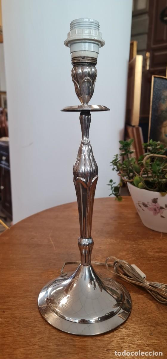 Antig&uuml;edades: 2 L&aacute;mparas sobremesa alpaca plateada - Foto 4