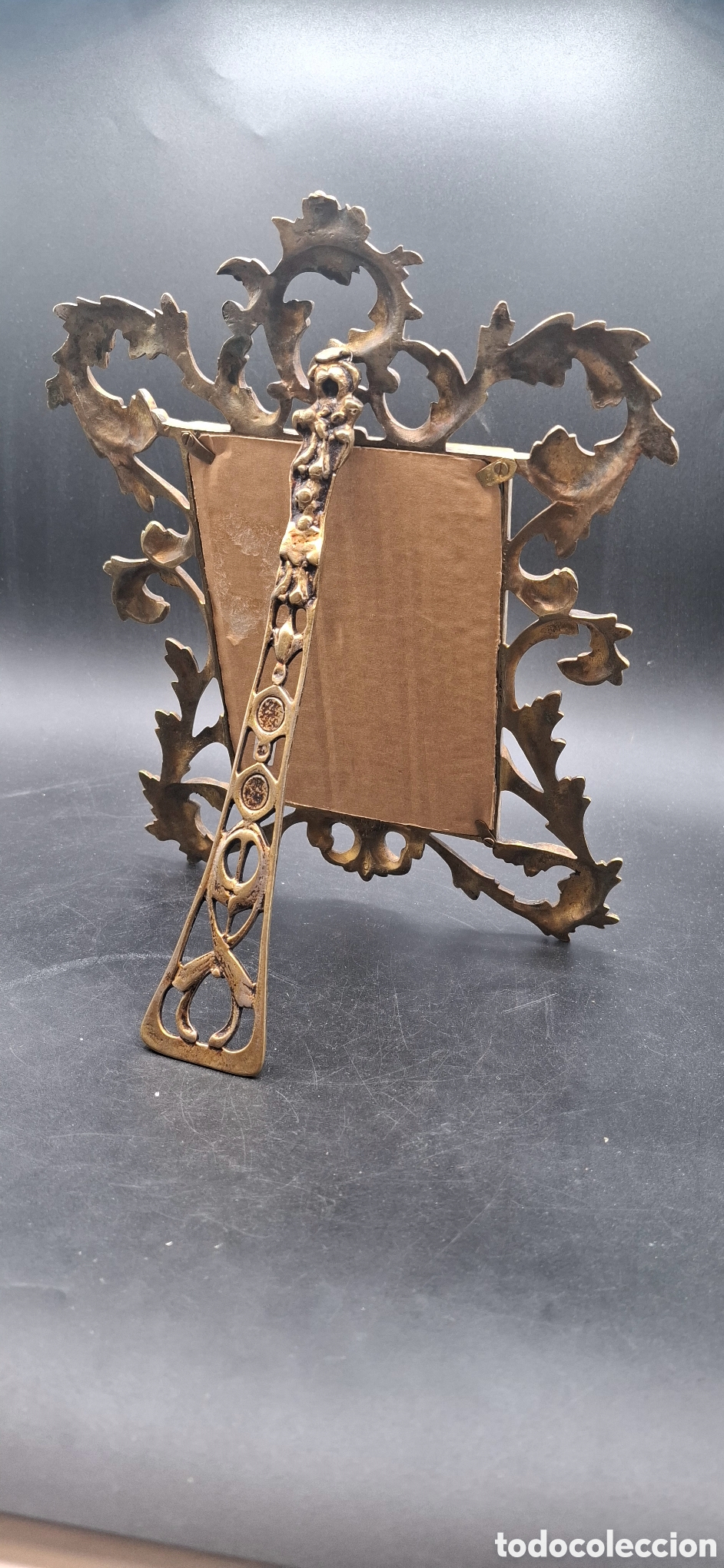 Antig&uuml;edades: Espectacular marco con espejo en bronce. Antiguo. 30x24 cms - Foto 12