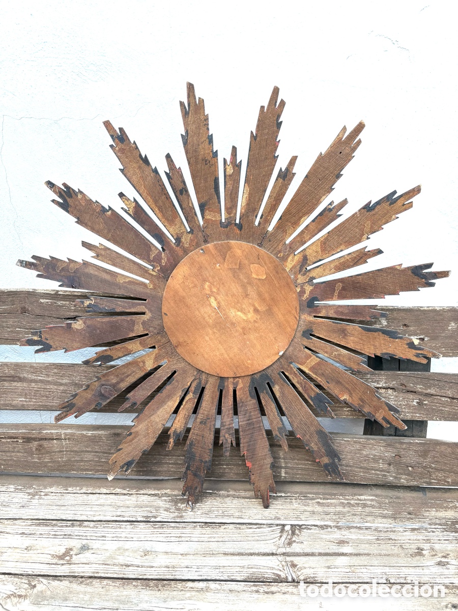 Antig&uuml;edades: ESPEJO SOL DORADO MADERA - Foto 10