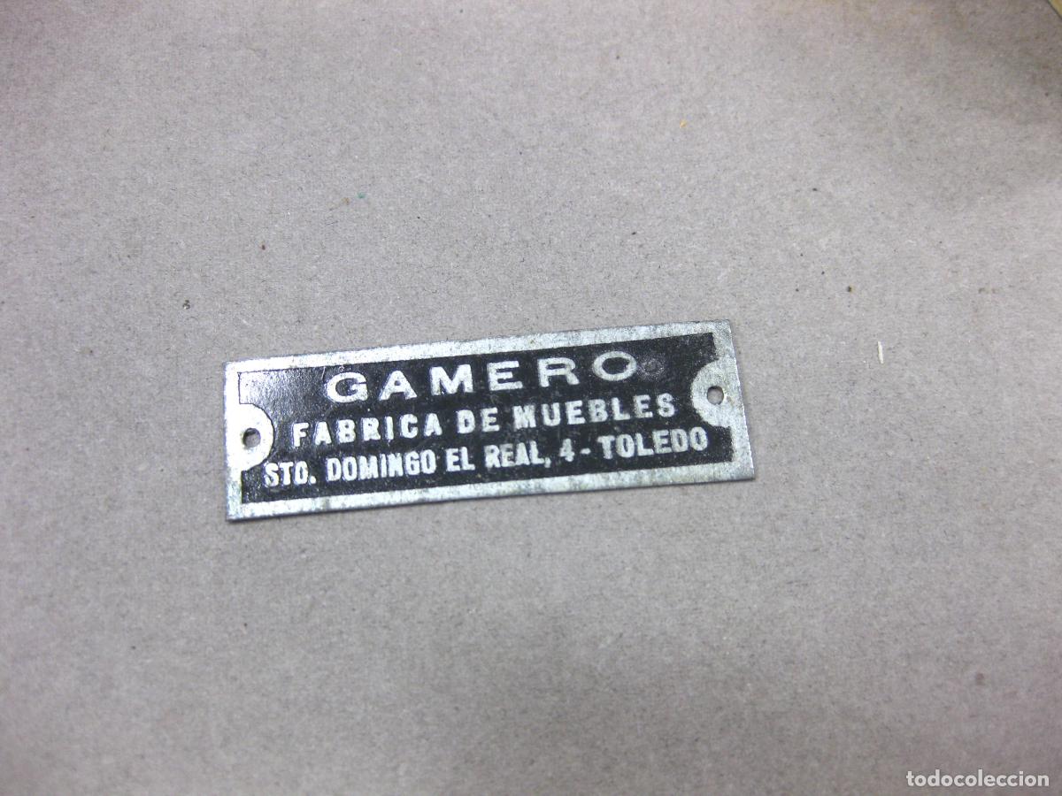Antiquit&eacute;s: PLACA DE ALUMINIO DE GAMERO. F&Aacute;BRICA DE MUEBLES. TOLEDO