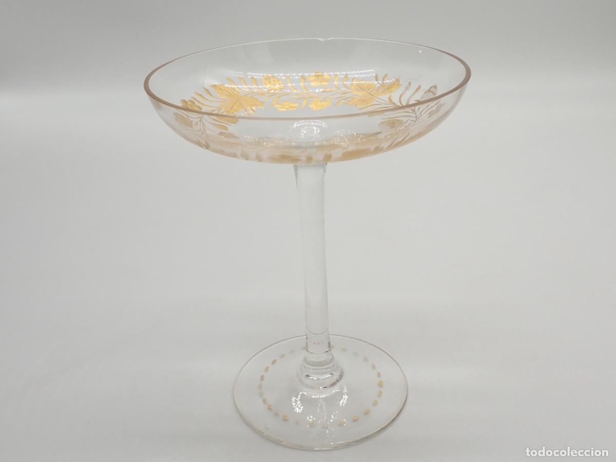 Antig&uuml;edades: COPA DE CRISTAL GRABADO Y DORADO - Foto 3