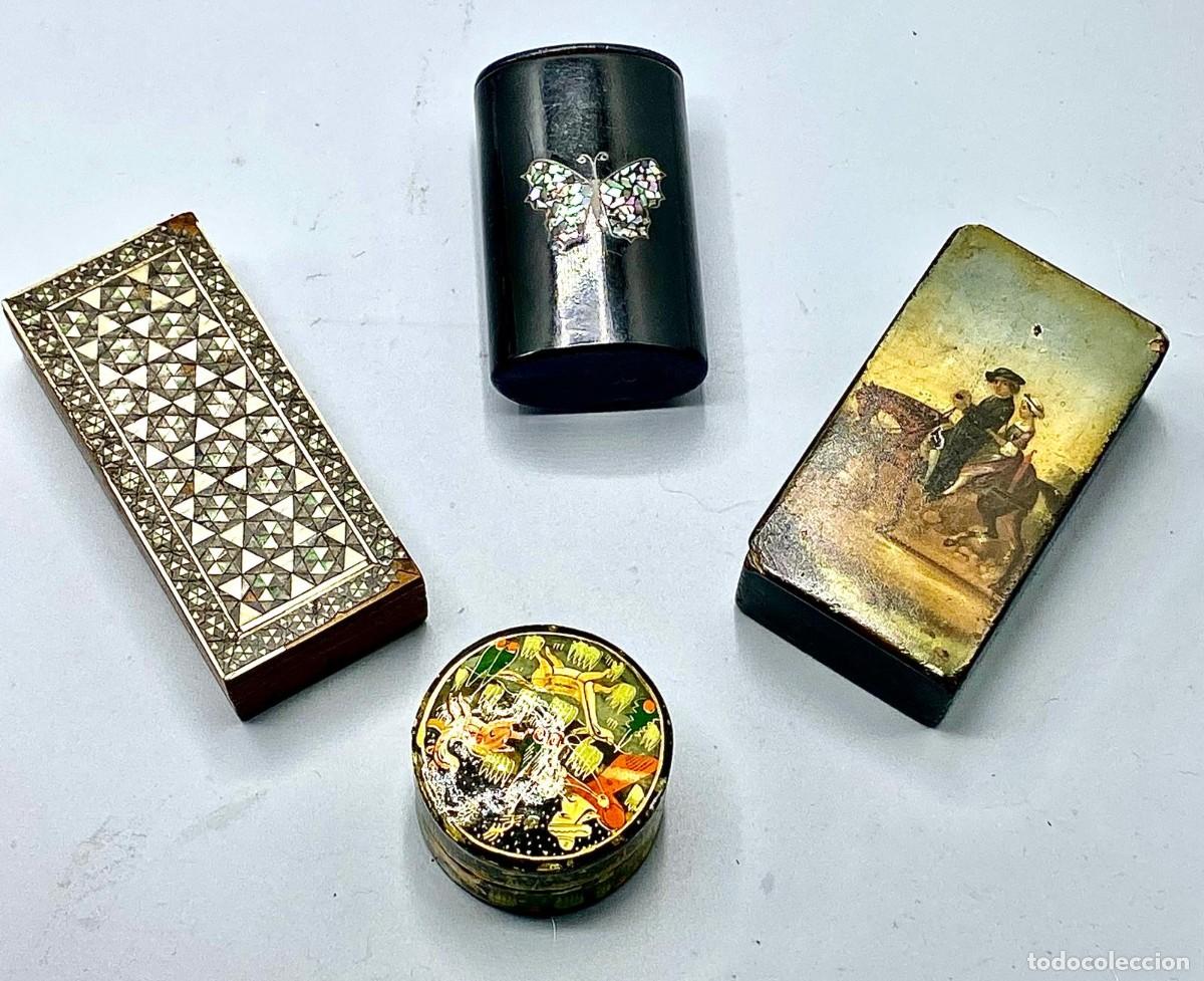 Antig&uuml;edades: 4 CAJAS DE RAP&Eacute;. MADERA, PAPIER MACH&Eacute;, NACAR Y LACA - Foto 1