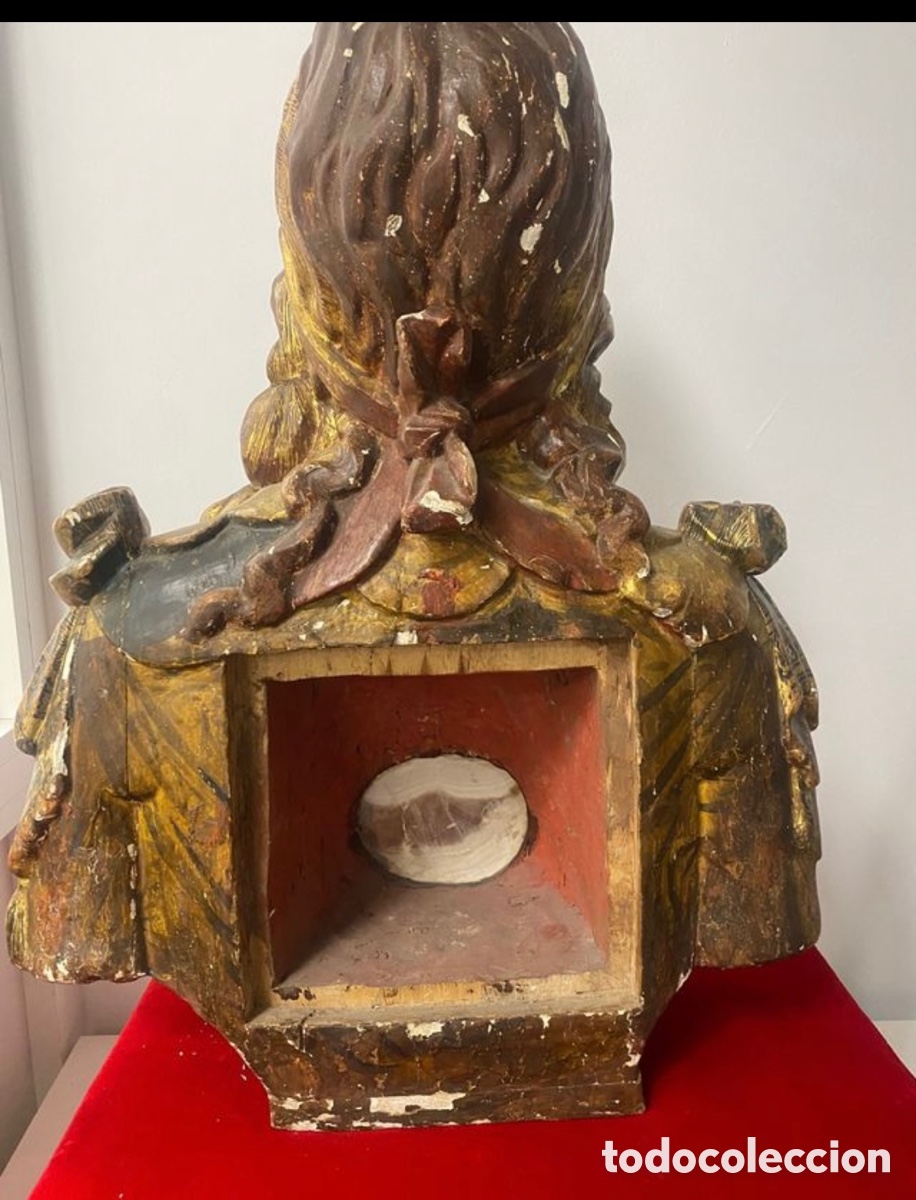 Antig&uuml;edades: Busto en madera antiguo - Foto 2