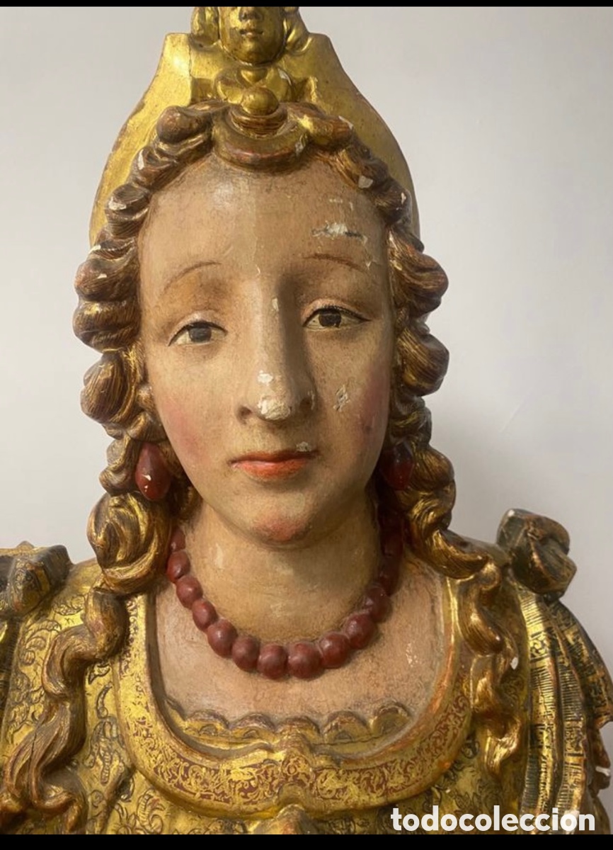 Antig&uuml;edades: Busto en madera antiguo - Foto 3