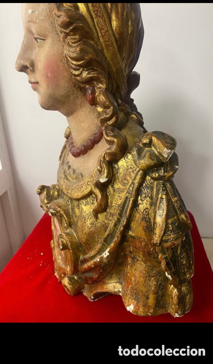 Antig&uuml;edades: Busto en madera antiguo - Foto 4