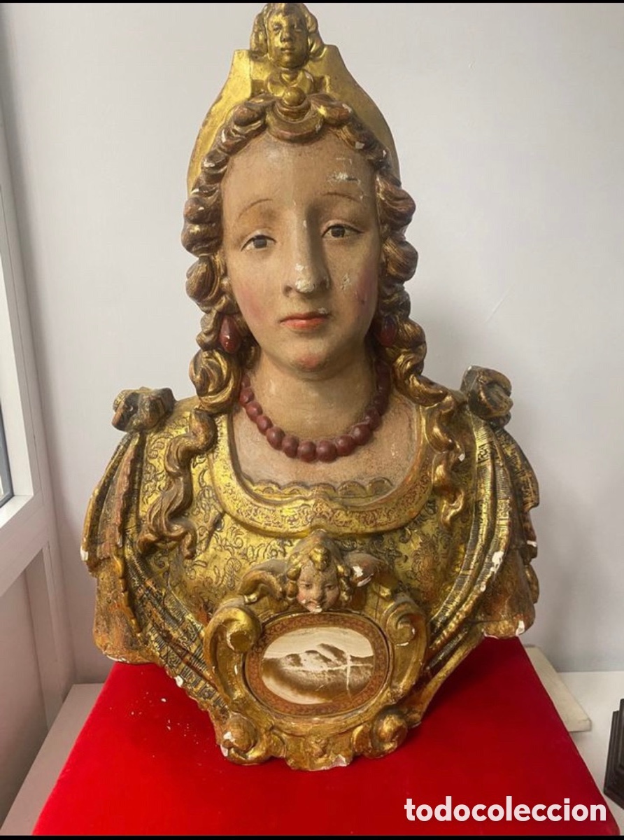Antig&uuml;edades: Busto en madera antiguo - Foto 1