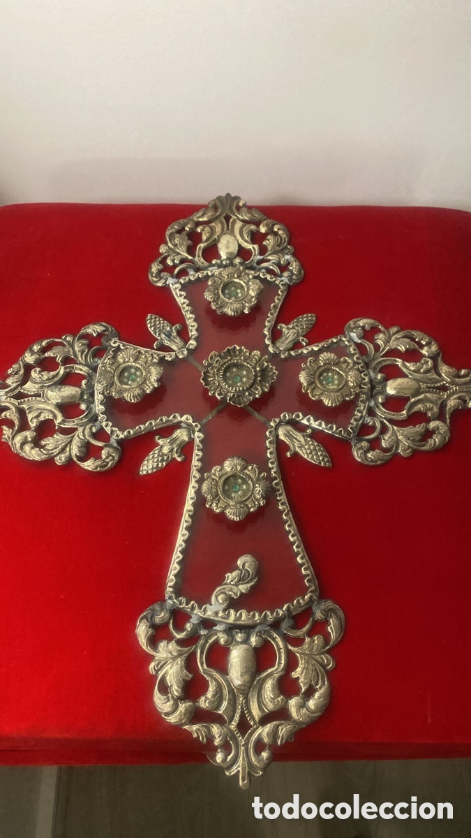 Antig&uuml;edades: Cruz de plata cristal y esmereldas - Foto 2
