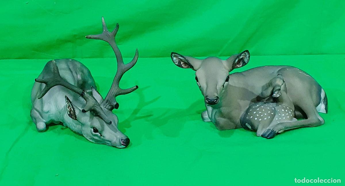 Antig&uuml;edades: -Pareja de ciervos porcelana C.Martinu
