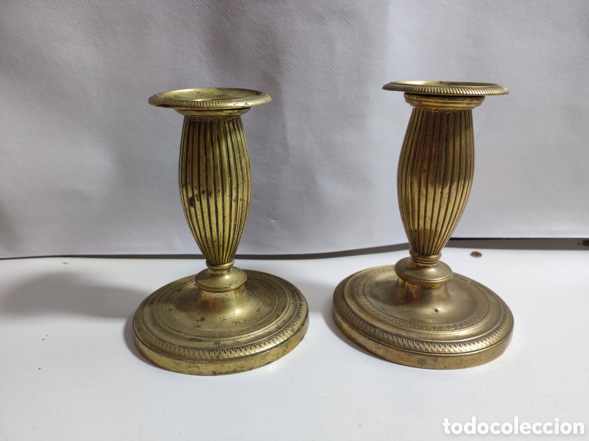 Antig&uuml;edades: Candeleros imperio pareja - Foto 1