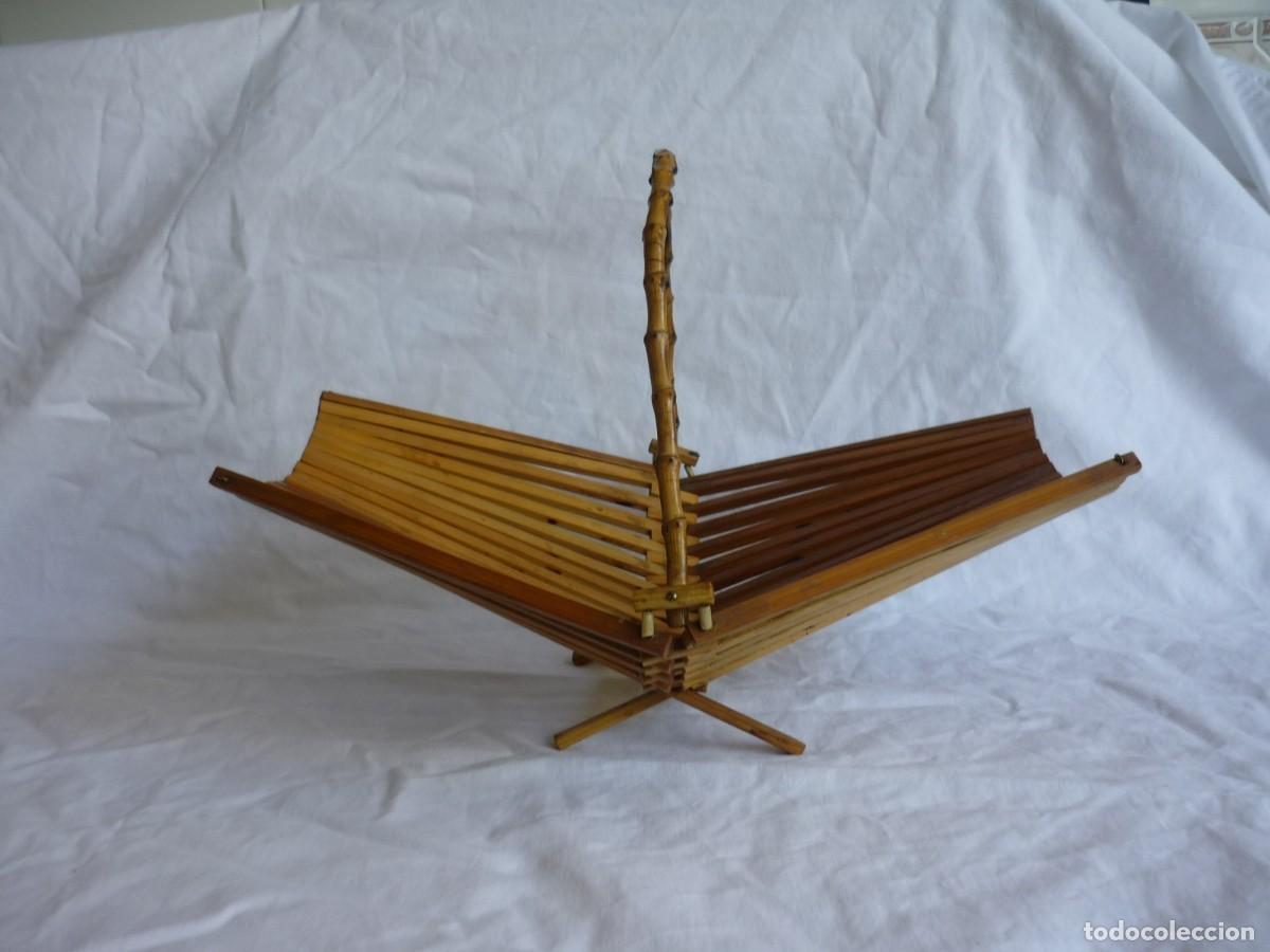 Antig&uuml;edades: Cesta de fruta plegable fabricada en bamb&uacute; - Foto 5