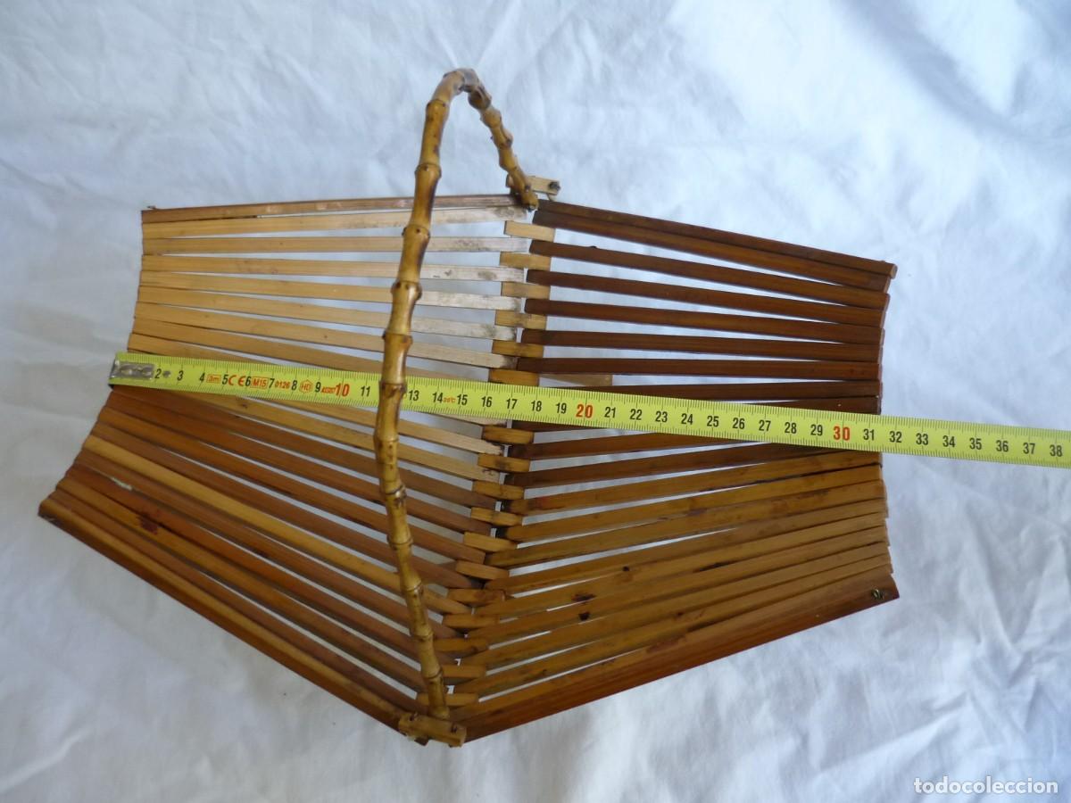 Antig&uuml;edades: Cesta de fruta plegable fabricada en bamb&uacute; - Foto 12