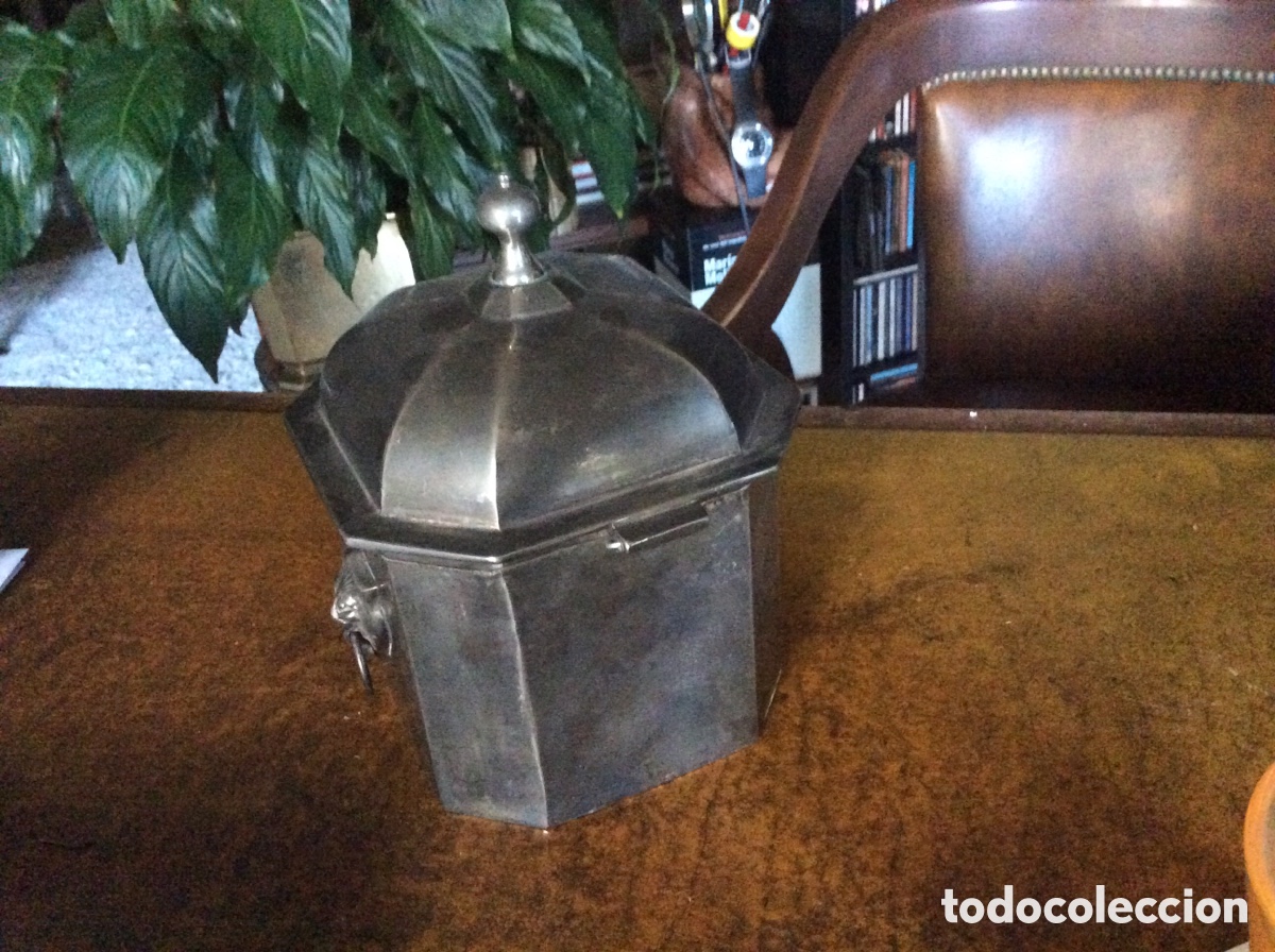 Antig&uuml;edades: Caja de t&eacute; metal plateado - Foto 2
