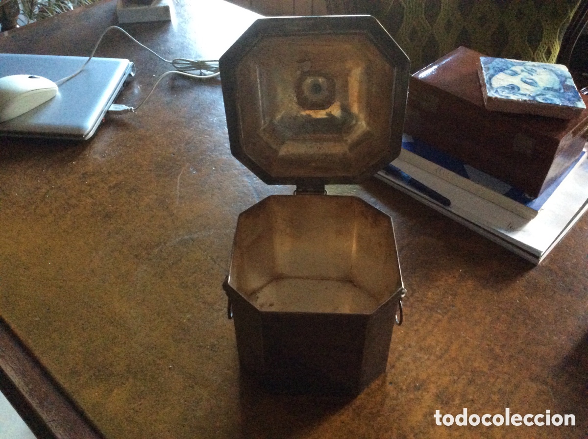 Antig&uuml;edades: Caja de t&eacute; metal plateado - Foto 3