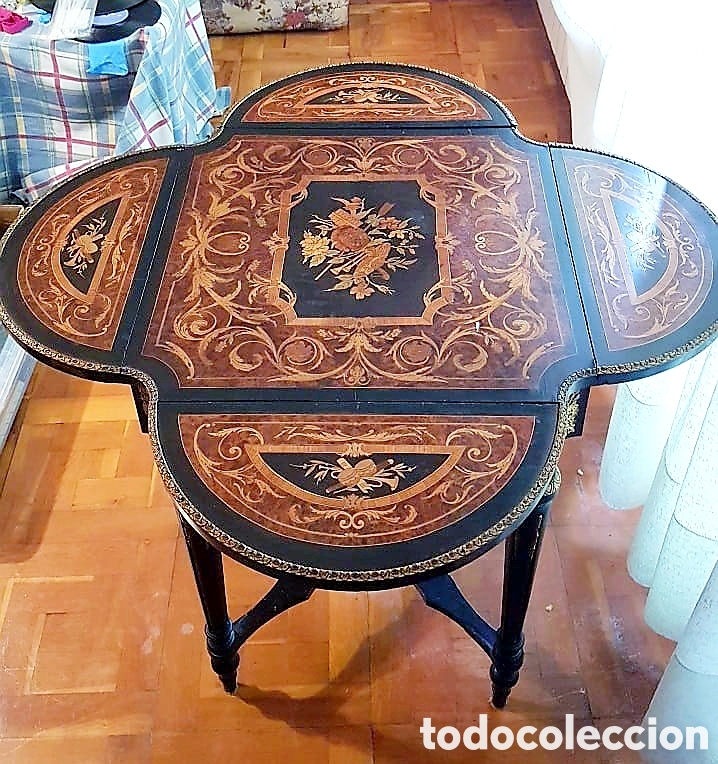 Antig&uuml;edades: Mesa de Marqueter&iacute;a Estilo Luis XVI - Foto 2