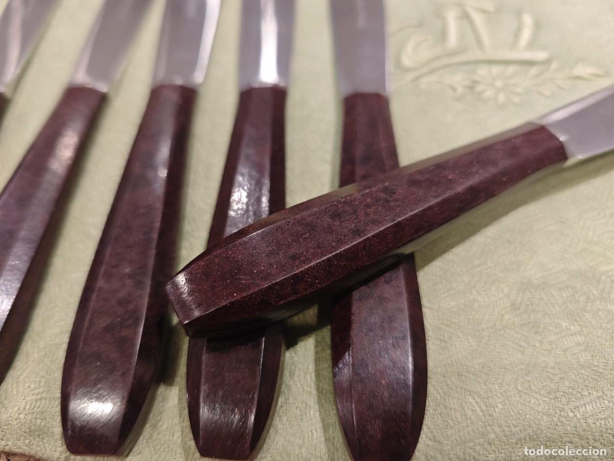 Antig&uuml;edades: 12 cuchillos de mesa mango baquerita - Foto 3