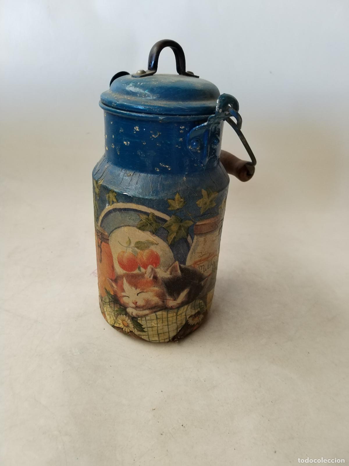Antig&uuml;edades: lechera de aluminio decorada - Foto 4