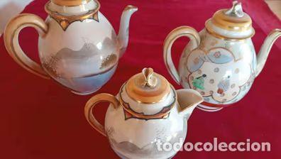 Antig&uuml;edades: JUEGO DE CAFETERA ( tetera ) Y LECHERA. CANTON S.XIX.