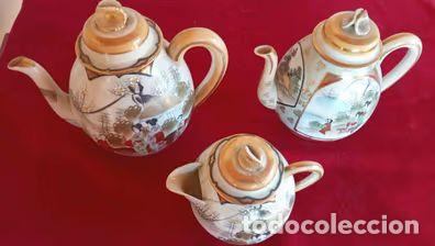 Antig&uuml;edades: JUEGO DE CAFETERA ( tetera ) Y LECHERA. CANTON S.XIX. - Foto 4