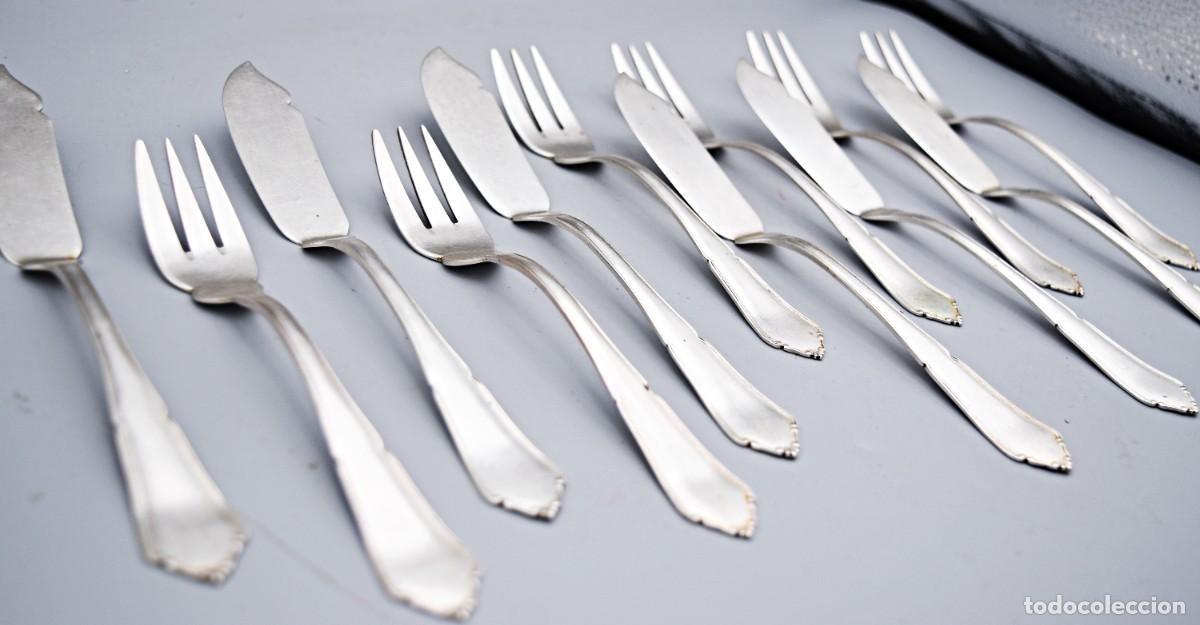 Antig&uuml;edades: Cuberter&iacute;a para pescado de plata maciza - Foto 4