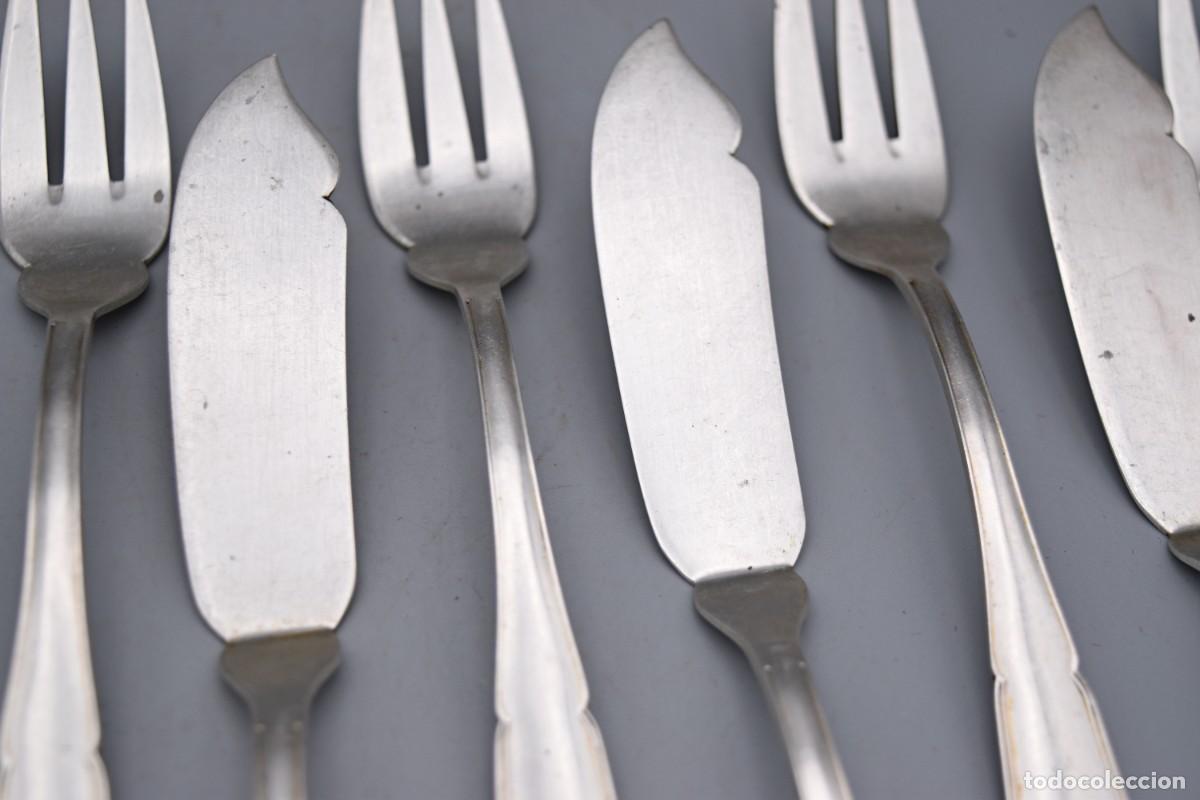Antig&uuml;edades: Cuberter&iacute;a para pescado de plata maciza - Foto 9