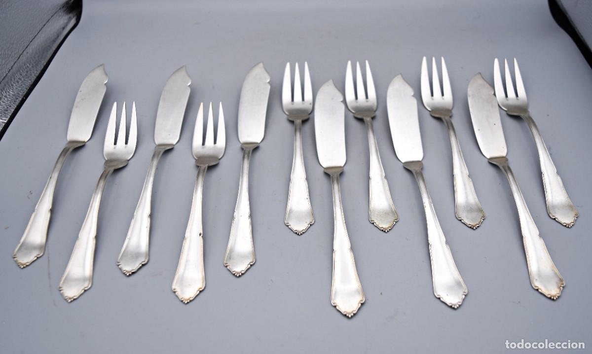 Antig&uuml;edades: Cuberter&iacute;a para pescado de plata maciza - Foto 3