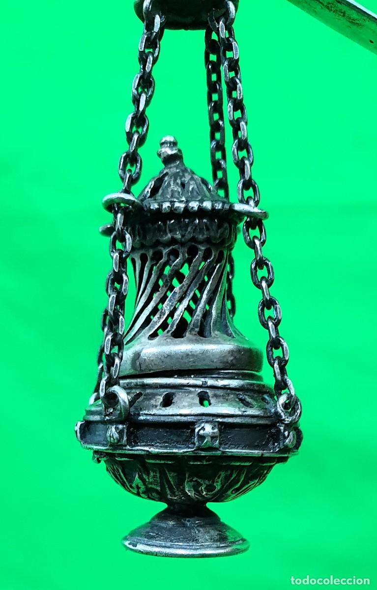 Antig&uuml;edades: BOTAFUMEIRO DE MINIATURA EN PLATA DE LEY - Foto 3