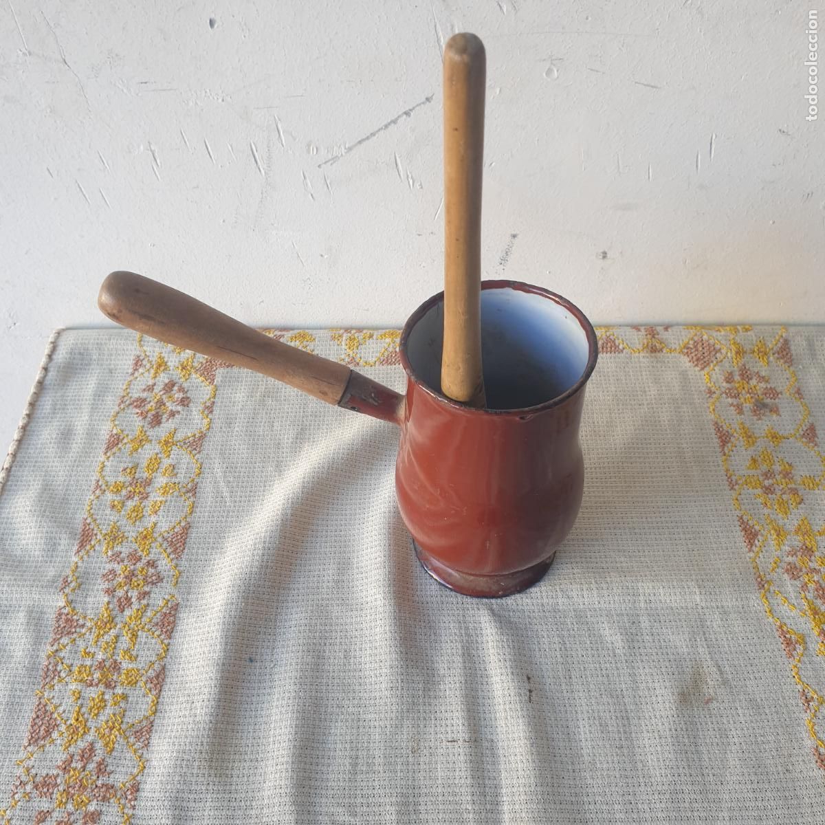 Antig&uuml;edades: ANTIGUA CHOCOLATERA DE CHAPA ESMALTADA - Foto 3
