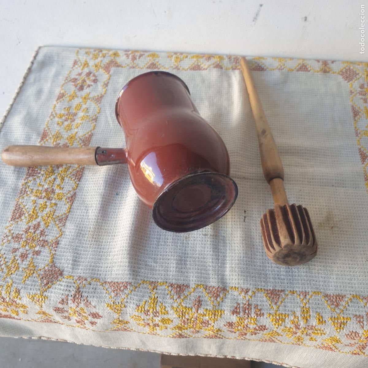 Antig&uuml;edades: ANTIGUA CHOCOLATERA DE CHAPA ESMALTADA - Foto 5
