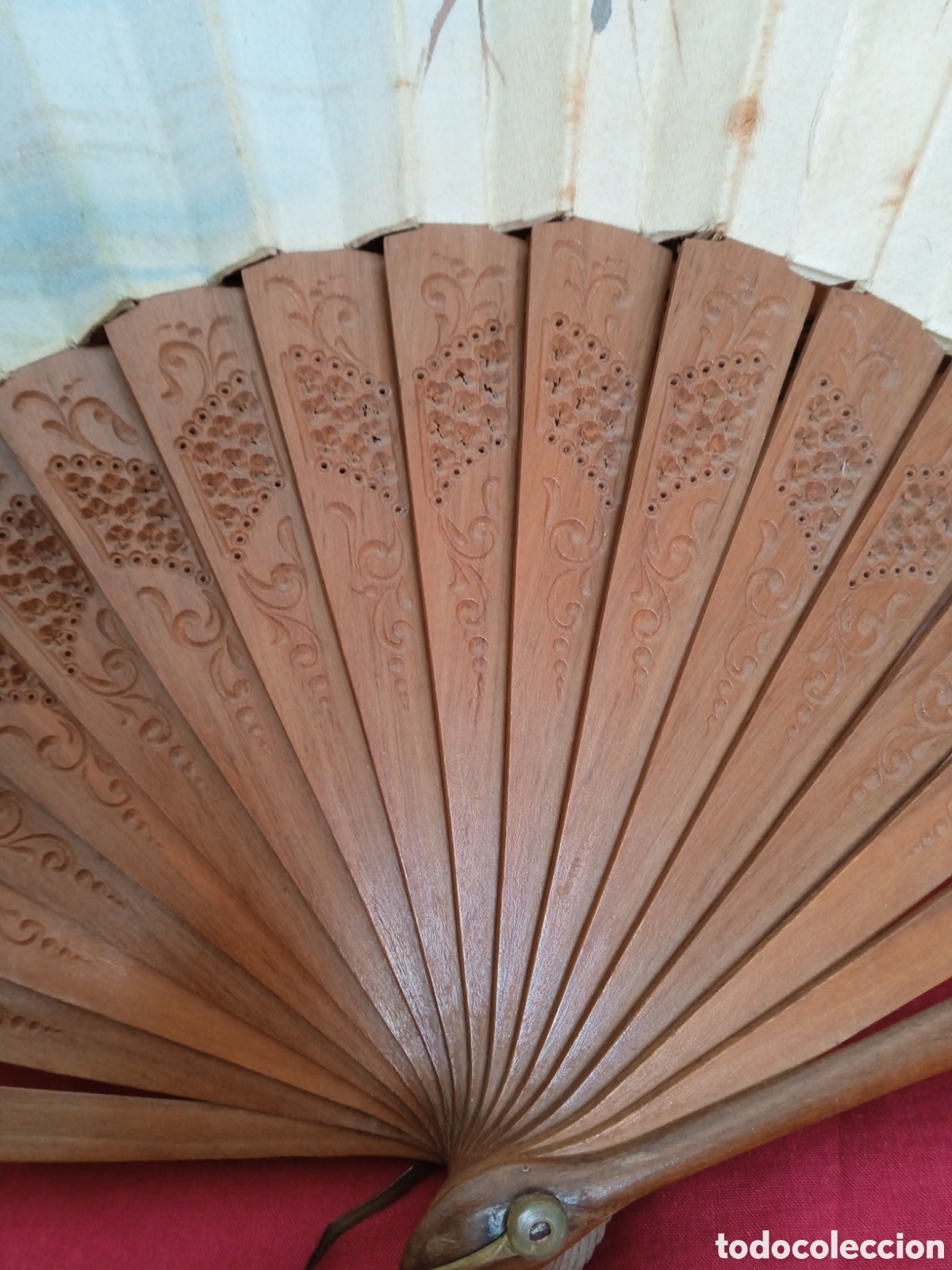 Antig&uuml;edades: Abanico pintado madera seda y encaje - Foto 2