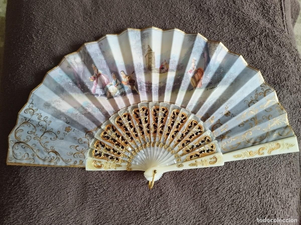 Antig&uuml;edades: Abanico pintado a mano - Foto 1