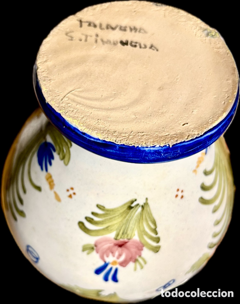 Antig&uuml;edades: Botijo de Talavera con flores - Foto 3