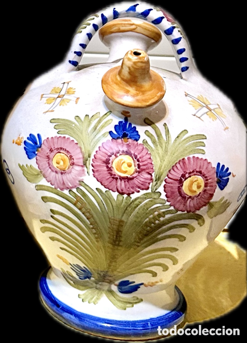 Antig&uuml;edades: Botijo de Talavera con flores - Foto 6