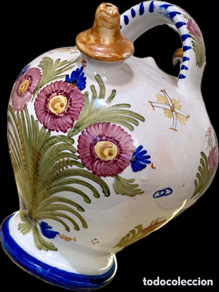 Antig&uuml;edades: Botijo de Talavera con flores - Foto 2