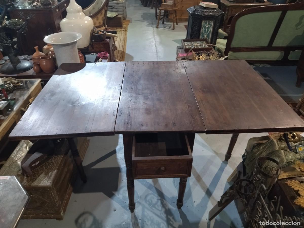 Antig&uuml;edades: Mesa extensible con caj&oacute;n, Francesa R&uacute;stica Antigua. - Foto 4