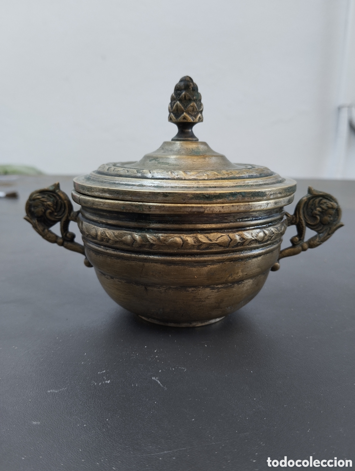 Antig&uuml;edades: lote de cafetera y azucarera de metal - Foto 9