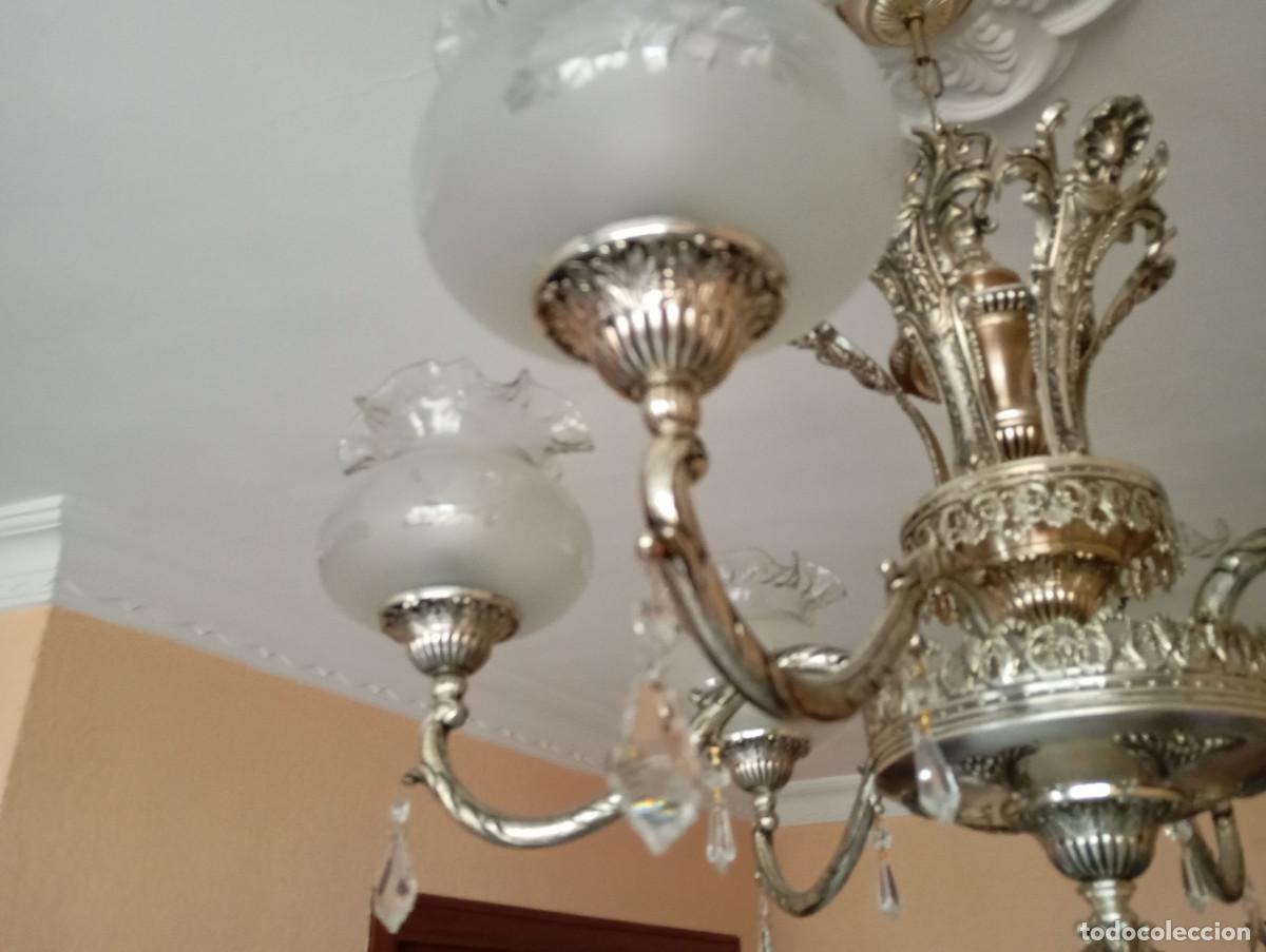 Antig&uuml;edades: lampara de techo metal plateado - Foto 7
