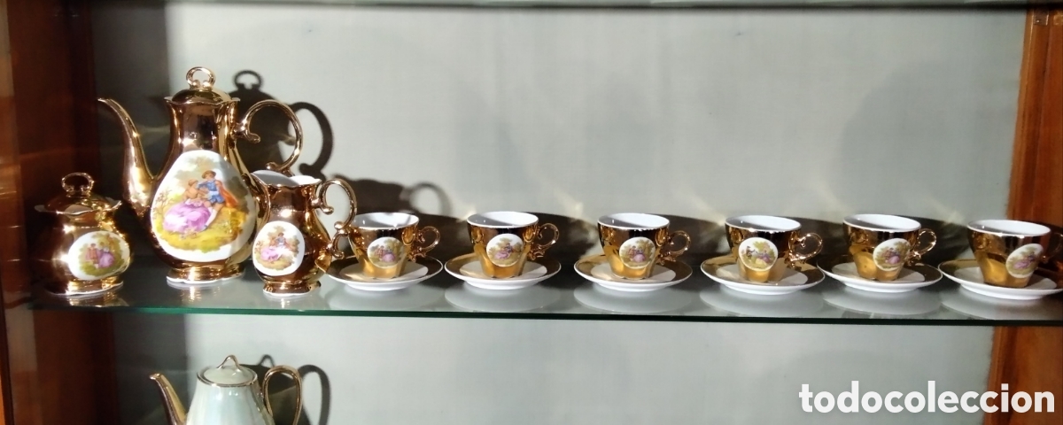 Antig&uuml;edades: Juego de caf&eacute; dorado - Foto 1