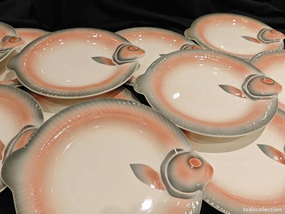 Antig&uuml;edades: 12 platos Digoin forma pez / pescado - Foto 1