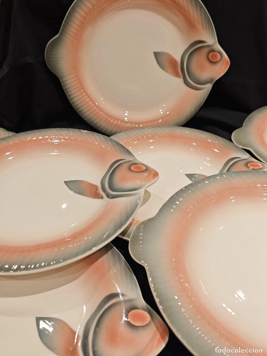 Antig&uuml;edades: 12 platos Digoin forma pez / pescado - Foto 3
