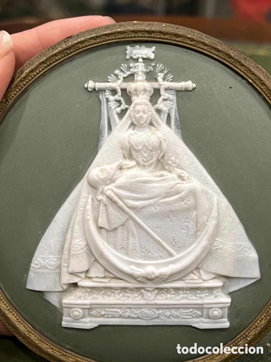Antig&uuml;edades: Bonita placa de una virgen, biscuit - Foto 3